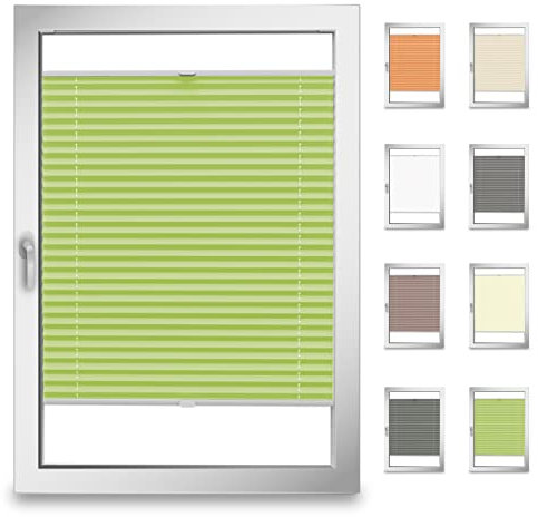 StoffTex Plissee I nach Maß zum Bohren I Verschiedene Stofftypen I Jalousie für Fenster & Tür I Plisseerollo Sonnenschutz in der Glasleiste I 34 Farben I Höhe 25-130 cm I Breite 121-150 cm