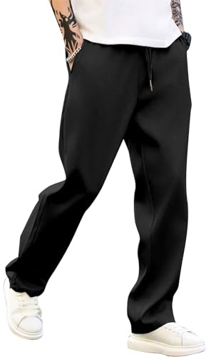 TOFOTL Pantaloni Yoga Uomo con Gamba Allargata Moda Carrera Estivi Fitness Larghi da Caccia Antistrappo Abbigliamento Tattico Uomo Yoko Lines Comodi Pantaloni Lavoro Tasche 02-Nero XXL