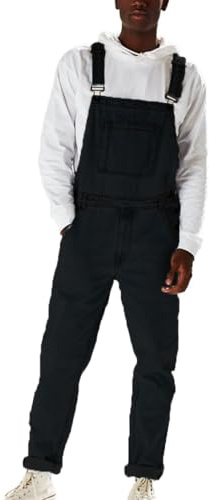 Dungarees Mens Adjustable Straps Denim Overalls with Pockets Regular Fit Tapered Leg Workwear Wash Heavy Duty Jean Jumpsuit Stretch Work Jeans for Men Streetwear Plus Size