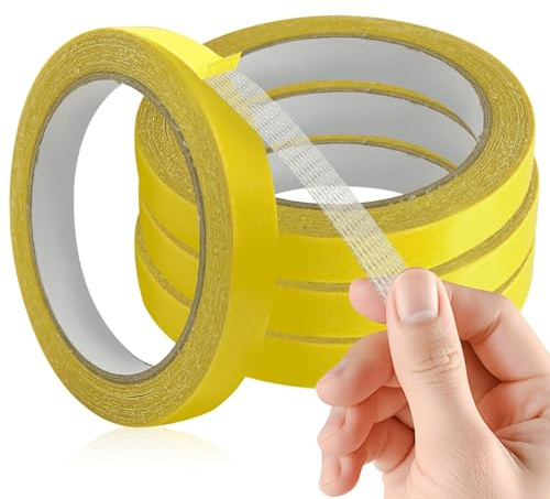 HINGTAI 4PCS Double Sided Adhesive Fabric Tape Heavy Duty, Hemming Tape for Pants & Clothes, No Sew No Iron Needed for Hem Fixing, Carpet Securing, Crafting, Removable and Residue Free (13mm x 10m)
