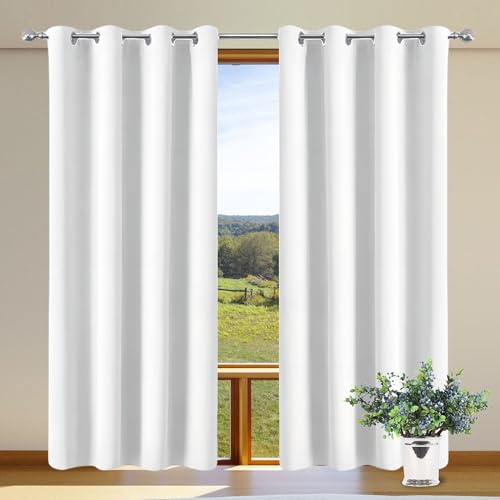 XUEHMIN Tende Soggiorno 1 Pezzi 144 x 174 cm con Occhielli/Poliestere Moderne Eleganti Tende Fonoassorbenti per Interni Finestre con Anelli, Bianco