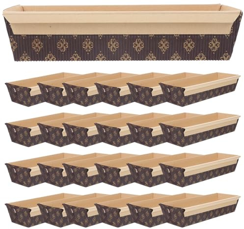 CLISPEED Teglie da Forno in Carta Rettangolari 200x65x45mm, Set da 50 Stampi Antiaderenti per Plumcake e Pane, Resistenti al Grasso, Monouso, per Cottura in Forno Domestico e Professionale