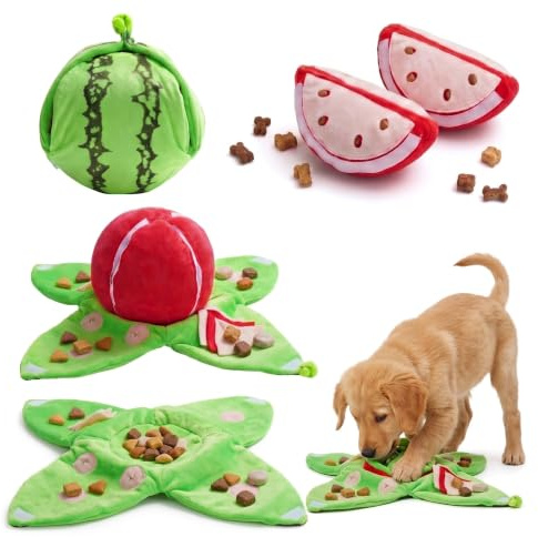 Nocciola Dog Puzzle Toys with Squeaker for Snuffle and Boredom | Soft Dog Treat Toy Mental Stimulation, Snuffle Mat for Interactive Small and Large Dogs to Keep Them Busy ( Watermelon )