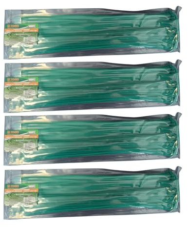 400 Fascette di Plastica Verdi per Giardino, Fascette per Cavi e Tubi, per Elettricisti e Giardinaggio (2.8mm X 300mm)
