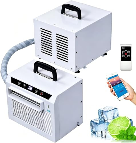 Climatiseur Split Portable Avec Wi-Fi Et Télécommande, Rafraîchisseur D'air 3000BTU, Minuterie 24 H, Poignée Supérieure, Pour Tentes, Camping-Cars, Maisons, Bureaux Et Camping