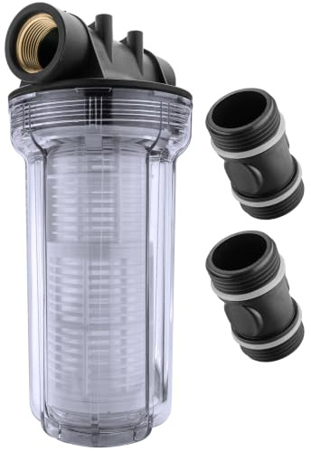 POPPSTAR Vorfilter Gartenpumpe (Garten Wasserfilter 1 Zoll, BSP G1 IG/AG, 2 L, 10 Zoll/25 cm, 80 Mesh, bis 6 bar)