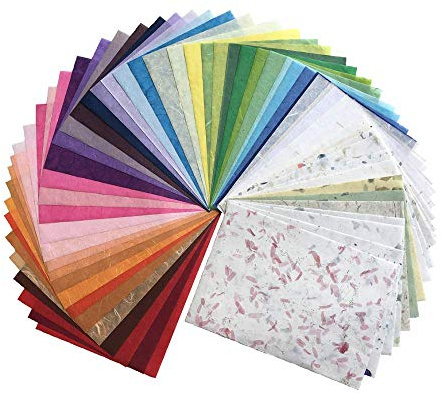 RATREE SHOP 60 fogli di carta di gelso 21,5 x 30,5 cm, design artigianale fatto a mano arte tessuto Giappone origami Washi vendita all'ingrosso fornitori Unryu Thailandia prodotti per la fabbricazione