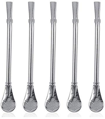 5 x Yerba Mate Trinkhalm Edelstahl Tee Flaschenkürbis Bombilla Trinkhalme gefiltertes Löffel