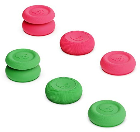Skull & Co. Skin, CQC and FPS Thumb Grip Set Joystick Cap Analog Stick Cap for Nintendo Switch Pro Controller & PS5 / PS4 / Slim/Pro Controller - Neon Pink+Green, 3 Pairs(6pcs)