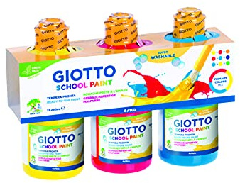 GIOTTO School paint - Set Da 3 Flaconi Di Tempera Pronta, Colori Primari