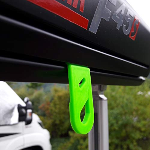 Set Haken Öse für Markisen Fiamma, Omnistor, Thule mit Kederschiene für Wohnmobil, Caravan, Camping (Haken geschlossen für Kederschiene 7mm, Neon Grün, 4)