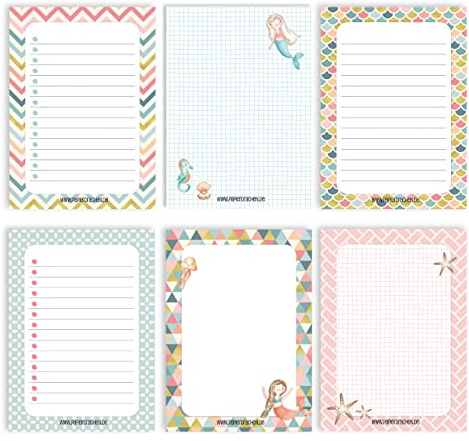 Papierdrachen 6 Notizblöcke Blanko zur freien Gestaltung | für Termine, Projekte, to do Liste, Meetings, Einkaufslisten, Notizen und vieles mehr - Gold Pastell - Notizblock Set 14 - DIN A6