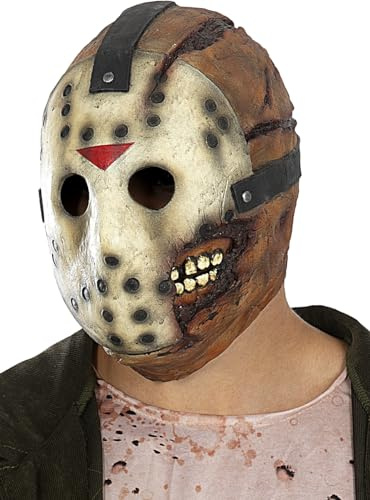 Funidelia | Jason Freitag der 13. Maske aus Latex für Herren und Damen Friday the 13th, Horrorfilm, Horror - Zubehör für Erwachsene, Zubehör für Kostüm - Beige