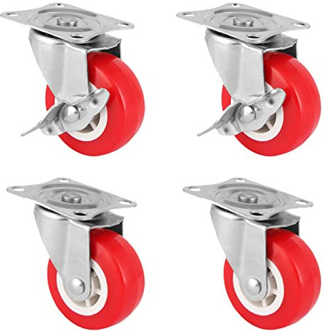 Suwooy Möbelrollen Mit Bremse/Ohne Bremse,4 STK. Lenkrollen Räder,Rollen Zum Bewegen Von Möbeln,Transportrollen,Schwenkrollen,Wagen/Werkbank Schwerlastrollen,Plattenrollen,2nobrakes+2brakes-75mm
