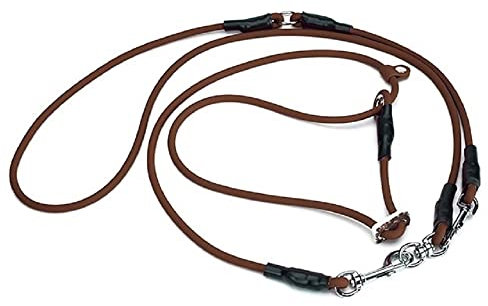 Mystique® Biothane Hunting Profi Umhängeleine 6mm Moxon mit Zugbegrenzung braun L-325cm