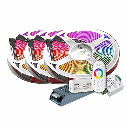 TechCore 15M PREMIUM 24V 4in1 RGBWW RGBW LED Streifen Band Strip 5050 SMD RGB mit warm weiss Lichtleiste 600LEDs 60LED's/M+ Steuerung touch +24v 12.5A 300W Netzteil ULTRA SLIM TRAFO