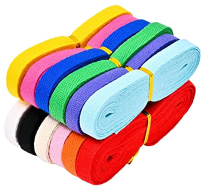 12 Colors 60 Yards Natural Twill Herringbone Webbing Binding Cotton Bunting Tape for Sewing Home DIY Crafts