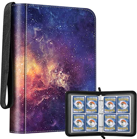 CaseBot Karten Album, 4 Pocket Sammelalbum, Sammelkarten Album, Kartenordner Aufbewahrungstasche Hülle für Sammelkarten, 52 Seiten 208 Karten, Die Galaxie