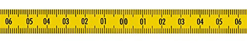 DEWEPRO Skalenbandmaß mit Nullpunkt in der Mitte, nach links und rechts bis 125cm steigend - Duplex-Teilung - aus Stahl - gelb mit Polyamidbeschichtung - Breite: 13mm