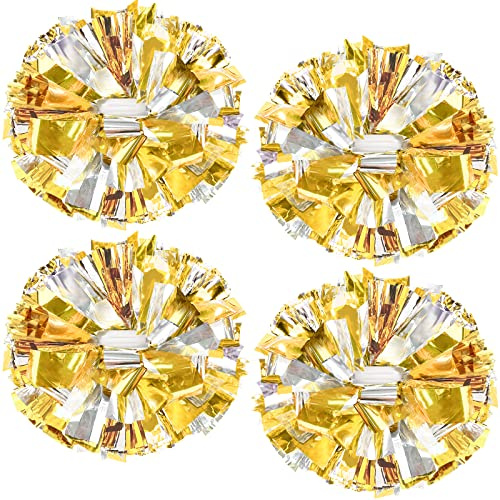 4 Stück verbesserte 12 Zoll große holografische Cheerleader-Pompons, HOLENGS Cheerleader-Pompons für Kinder und Erwachsene, Cheerleader-Pompons für das Cheerleading-Team für Schulsport