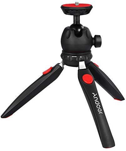 Andoer H20 Mini trípode de mesa portátil plegable teléfono cámara trípode soporte con cabeza esférica desmontable con tornillo 1/4 pulgadas