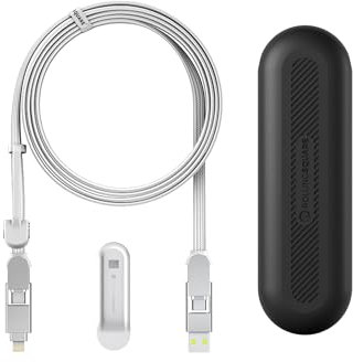 Rolling Square inCharge XL 200 cm - USB-C-Kabel, Universal-Smartphone-Kabel, Geschenk für Männer, 6-in-1-Universalladegerät für Smartphones, technisches Gadget, Weiß, Lightning-Kabel 100 W