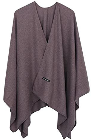 Whoiy Schal Cashmere, Winter Schals Einfarbiger Cape-Schal Braun 140X139cm Warmer Übergroßer Winterschal-Poncho