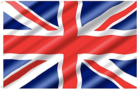 POPOYU 5x3ft Union Jack Flag Great British National with Eyelets,Union United Kingdom UK Flags for King Charles Coronation Decorations 2023,Union Party Supplies,Royal Street Party, Blue,Red,White