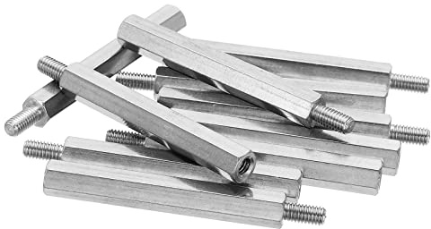 PATIKIL M3x35mm+6mm 10Pack Stecker-Buchse Sechskant Abstandshalter Edelstahl PCB Abstandshalter Schrauben für Hauptplatinen Computer Gehäuse Leiterplatten Elektronik