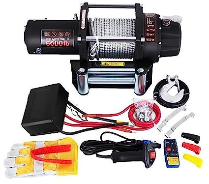 Cabrestante eléctrico de 6000LBS y 12V for Cable de acero de 4X4 y 13M, cuerdas for remolque de coche, correa de remolque con Control inalámbrico, camión todoterreno ATV