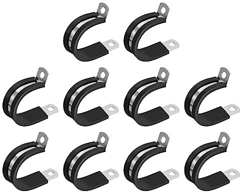 sourcing map 20Stk 1-1/8 (28mm) Rohrschellen Kabel Klemme 304 Edelstahl Gummi Gepolsterte Isolierklemme R Form Metall Klemme für Rohr Leitung Draht