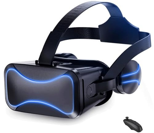 3D Visore Glasses, Occhiali VR Giochi, Realtà Virtuale Cuffie Headset con Telecomando per Film Giochi per 14 13 12 11 PRO Max, Occhiali VR per Android S23 S22 S21 S20 Smartphone 4.5-6.3in (Color : Bl