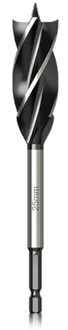 Meccion Professional Holzbohrer 25mm x 165mm Schneckenbohrer Selbstvorschub mit 1/4 Zoll Sechskantschaft Holzarbeiten Schlangenbohrer
