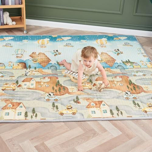Alfombra Bebe Acolchada Plegable 150x180x1cm- Gimnasio Bebe - Manta De Juegos - Manta Actividades Impermeable Reversible - Tapete De Actividades Bebé - Gimnasio Infantil - Regalo Bebé