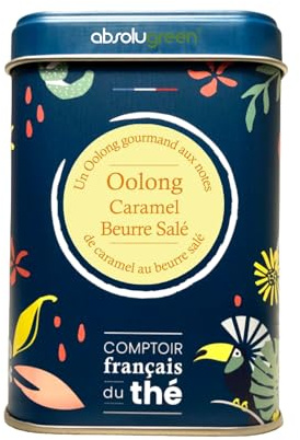 Oolong Caramel Beurre Salé – Comptoir Français du Thé – Boîte Métal 80g – Thé Semi-Oxydé Gourmand en Vrac – Saveur Sucrée-Salée, Infusion Douce et Réconfortante, Idéale pour une Pause Cocooning