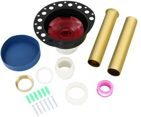 Freistehender Wannenablauf, Abfluss, raues Set, kompatibel mit universeller freistehender Badewanne, Bodenmontage und Kupferbadewanne mit PVC-Kunststoffadapter und Messingendrohren, freistehendes