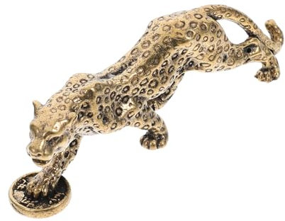Alipis Messing-leopardenstatue Vintage-tierdekor Für Schreibtisch Innenbereich Leopardenornament Exquisites Kleine Figur Metallhahn Bastelfigur