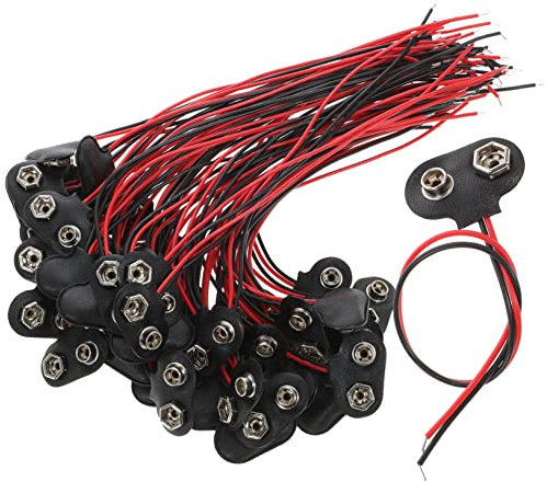 OSALADI 50piezas Conectores para Baterías De Tipo t con Cable De Unidades para Proyectos DIY y Sustitución Electrónica Clips Resistentes con Cubierta De PU Hierro