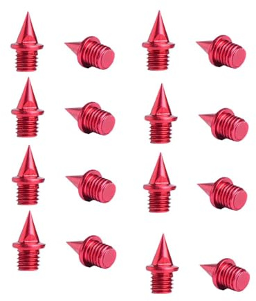 16 piezas de clavos para zapatillas de atletismo, clavos para correr en pista y campo, clavos para pista portátiles, resistentes y profesionales, para, Rojo