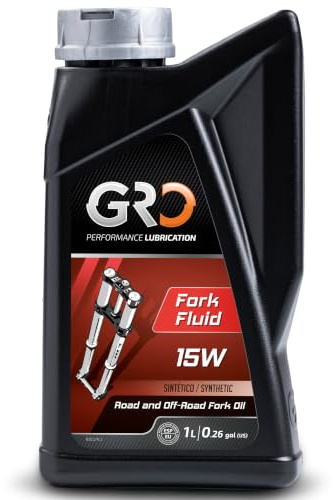 GLOBAL RACING OIL Gro Fork Fluid 15W – 1L – Aceite Horquilla Moto – Lubricante Sintético para Suspensión Hidráulica – Aceite Road y Off Road – Antiespuma, Antidesgaste y Anticorrosión | Lubricante Sintético, Suspensión Hidráulica, Road y Off Road, Antiespuma, Antidesgaste y Anticorrosión