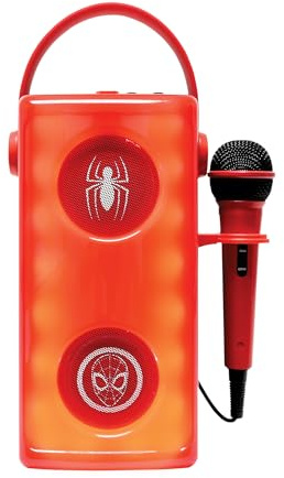 Lexibook, Spider-Man, Bluetooth-Lautsprecher mit Mikro, rot, BTP185SPZ | Lichteffekte, SD/TF-Kartenslot, Akku