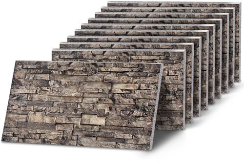 K&B Panels 3D Wall Panel, Slate Effect Styrofoam Wall Panelling Kit, Lightweight,Easy to Install, Dual Insulation to Reduce Acoustic Noise, Indoor & Outdoor (Slate Rustic Brown) (10 Panels)