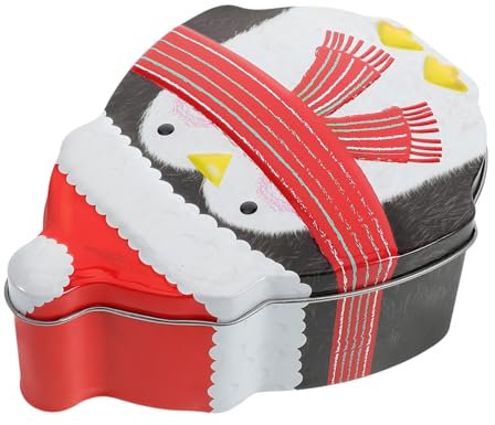 HEMOTON Weihnachtliche Blechdose Mit Deckel Stabiler Eisen-keksdose Mit Niedlichem Pinguin-motiv Große Aufbewahrungsbox Für Süßigkeiten Kekse Und Geschenke Als Partygeschenkbehälter