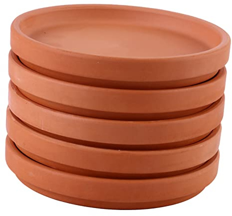 VANZACK Soucoupes Carrées Bac de Drainage Anti-Eau en Céramique Lot de 5 pour Pots de Fleurs Usage Maison et Bureau