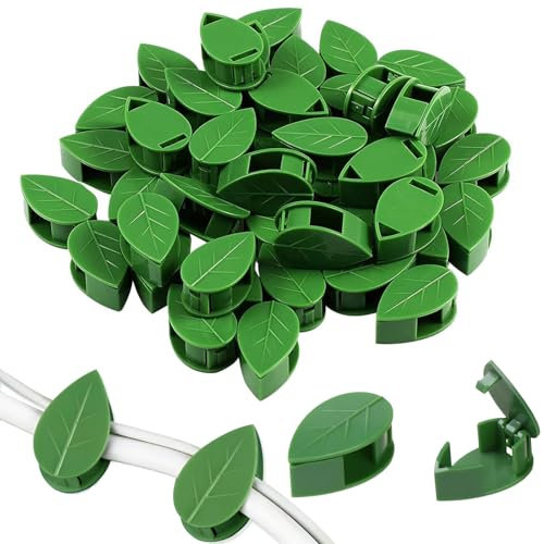 AONAYO 50 Stück Pflanzenclips,Pflanzen Wandhalterung,Pflanzen Clips,Pflanzenhalter Wand,Selbstklebende Pflanzenhalterung,Rankhilfe Efeutute,Ranken-Haken Für Gartenarbeit, Pflanzenstützung