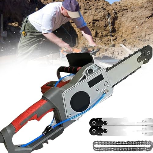 TronçOnneuse à BéTon 5800 W/6500 W, TronçOnneuse à BéTon à ChaîNe DiamantéE, TronçOnneuse BéTon éLectrique, avec 2 ChaîNes et 2 Guides, PoignéE Ergonomique, Profondeur de Coupe 35/48 Cm,450