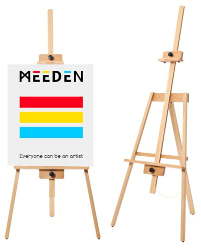 MEEDEN Kunst Malstaffelei: Staffelei aus massivem Buchenholz A-Frame | Leinwände bis zu 109 cm - Künstlerstaffelei mit Rahmen zum Malen Hochzeitsschildern und Posterpräsentationen - Naturfarben