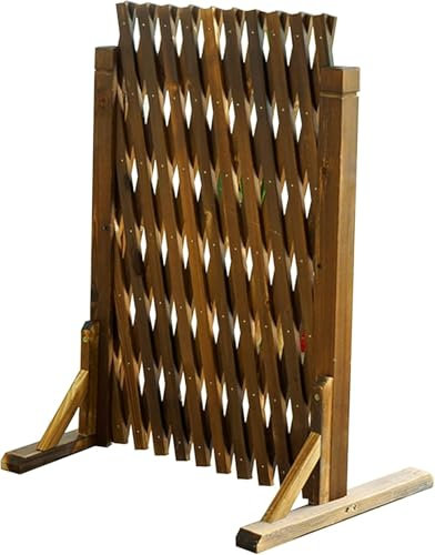 Support De Plante, Clôture D’écran De Jardin, Panneau De Treillis, Porte Expansive Autoportante en Bois, Clôture Robuste, 160cm / 180cm / 200cm / 250cm /, Carbonized Color, W260cm x H110cm