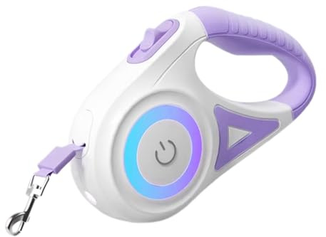Cvoepobey 5 M Lange Einziehbare Hundeleine mit LED-Taschenlampe, Langlebige Nylonleine, Einstellbare Steuerung zum Gehen und Von Haustieren C