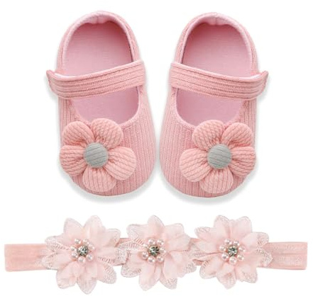 Regenfüßlinge baby Baby Mädchen Bowknot Prinzessin + Stirnband Schuhe Neugeborenes Blumen Mary Jane Flats Lauflernschuhe